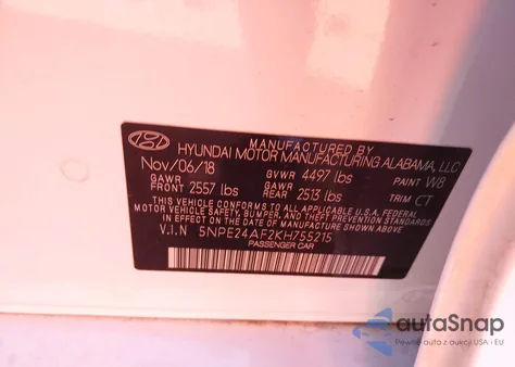 2019 Hyundai Sonata Se from USA, damaged, VIN 5NPE24AF2KH755215